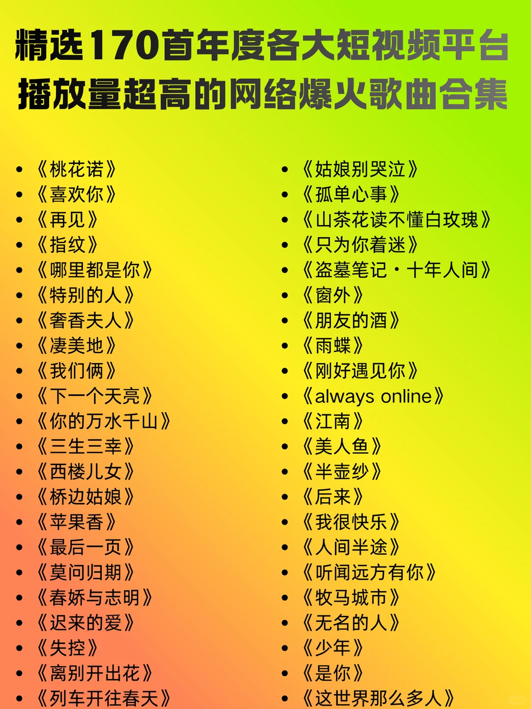 歌单分享!网络平台播放量超高的爆火歌曲