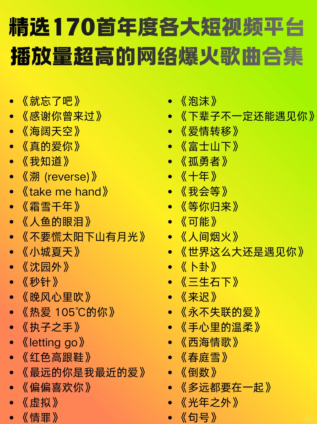 歌单分享!网络平台播放量超高的爆火歌曲