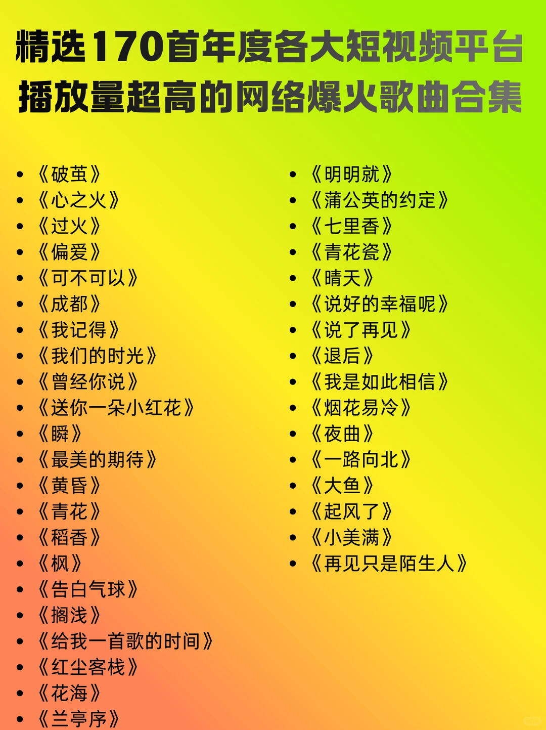 歌单分享!网络平台播放量超高的爆火歌曲
