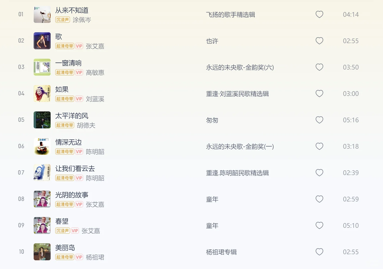 十大台湾民歌运动时期的民谣