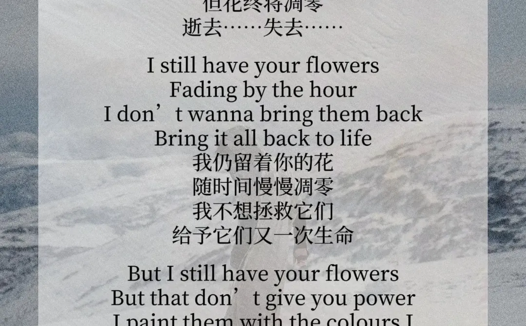 英文歌词翻译｜王栎鑫新歌Flowers