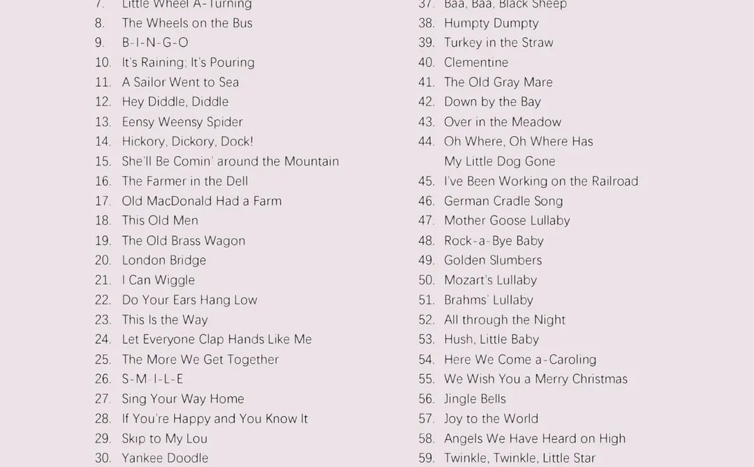 英文儿歌曲集 | 目录