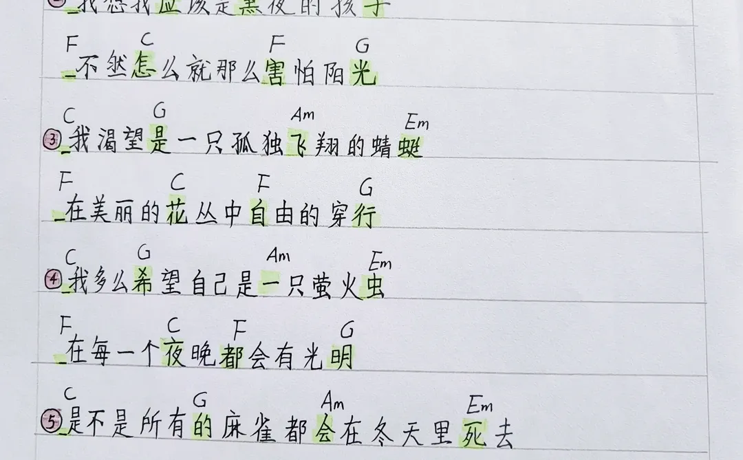 民谣经典曲谱分享15：涩
