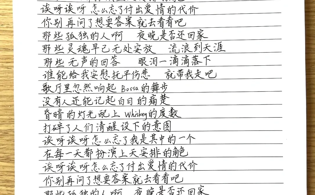 摘抄歌词~孤独颂歌