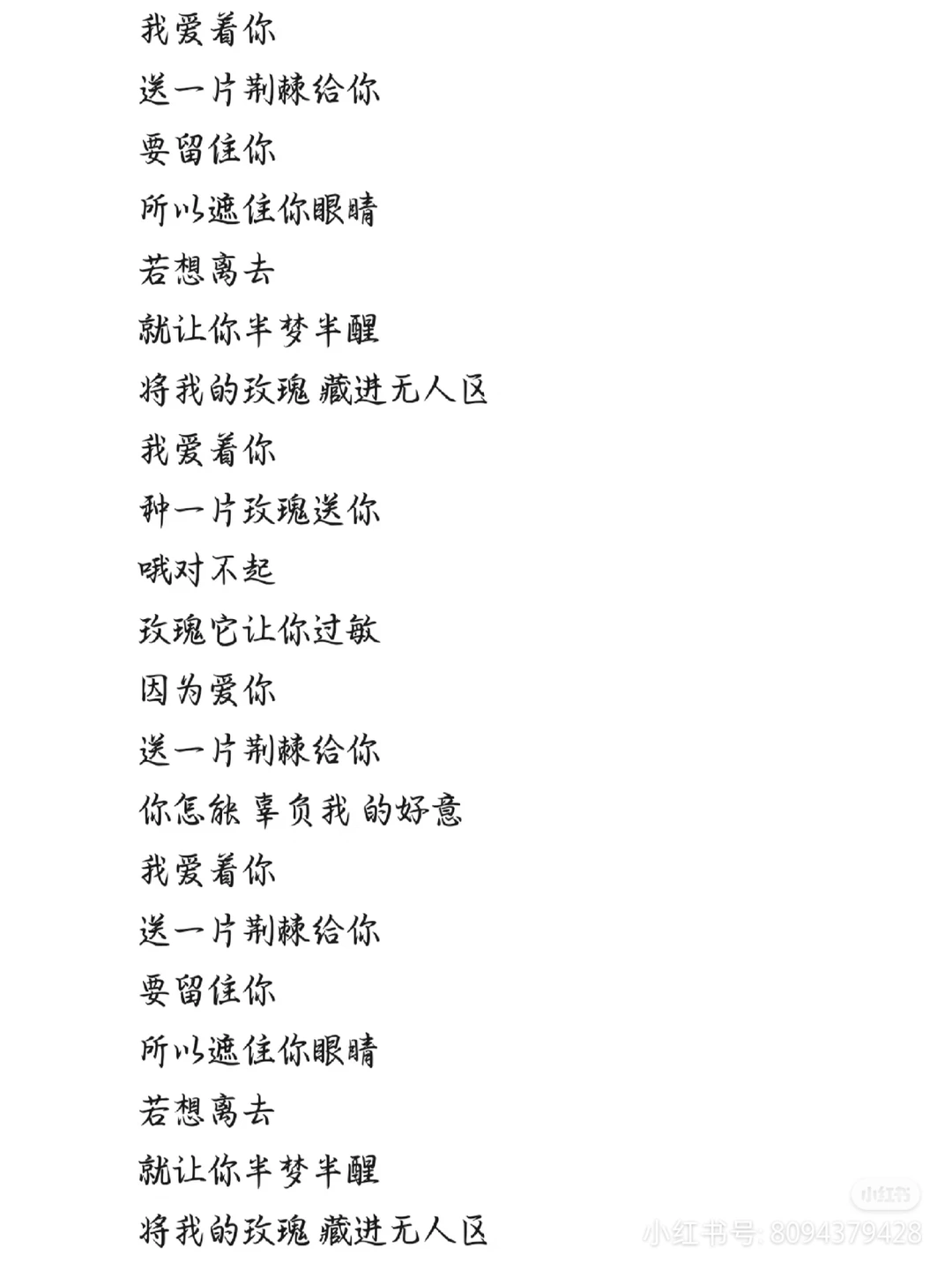 无人区玫瑰歌词完整版