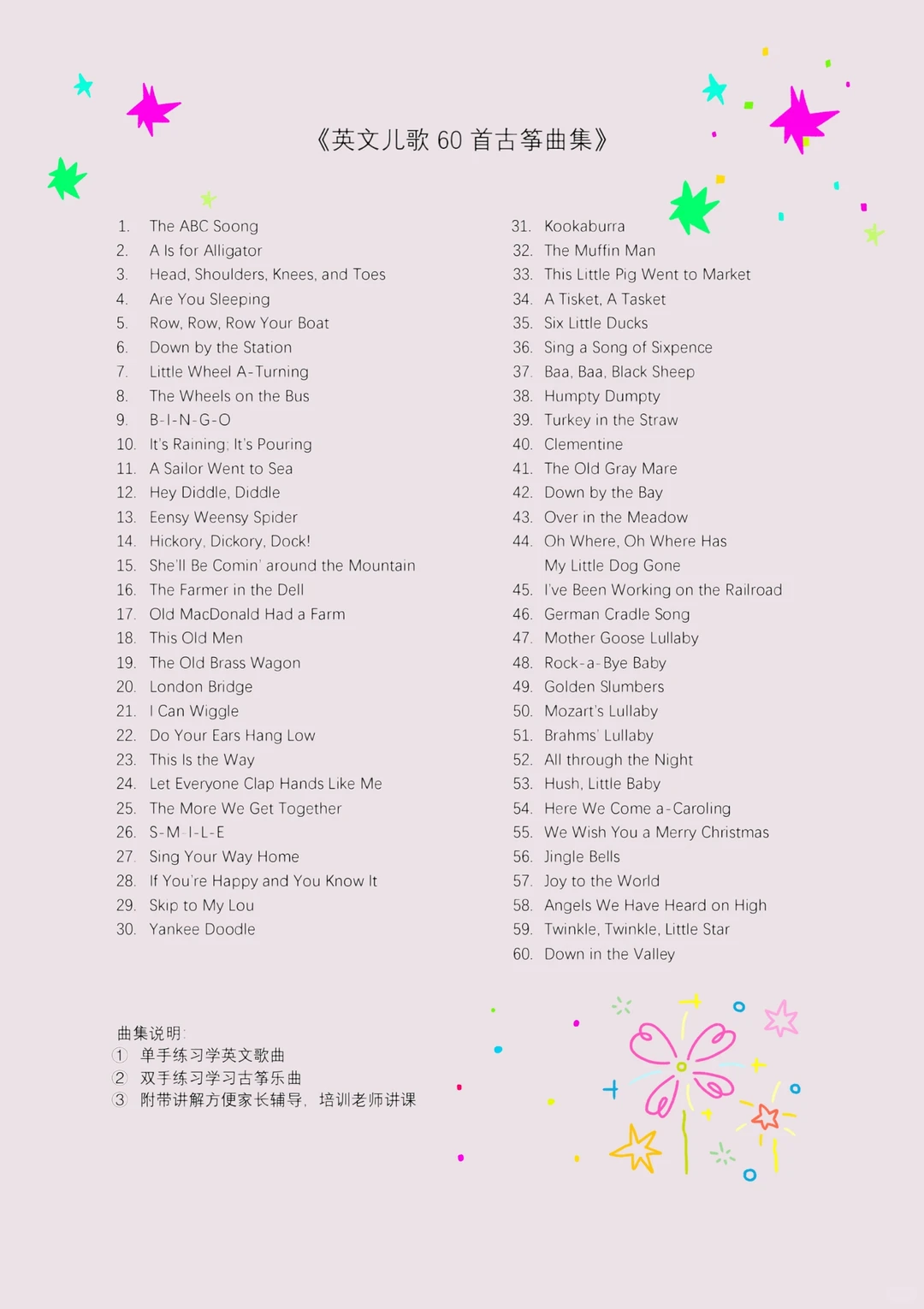 英文儿歌曲集 | 目录