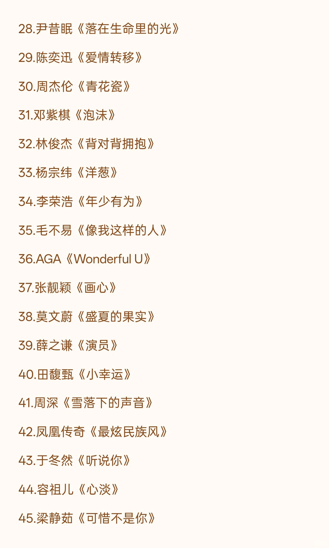 来ktv必点的99首——歌单汇总