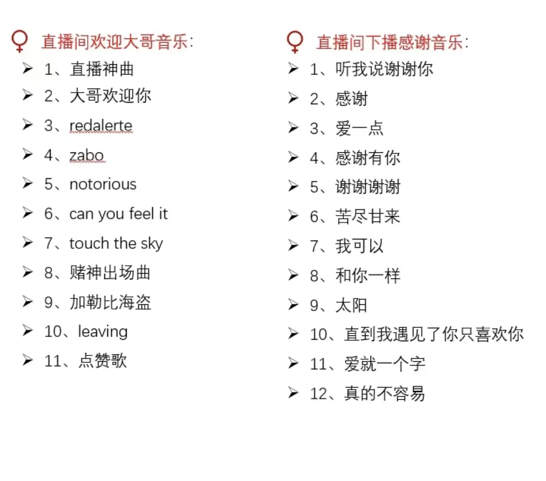 娱乐主播直播间必备歌单🔆