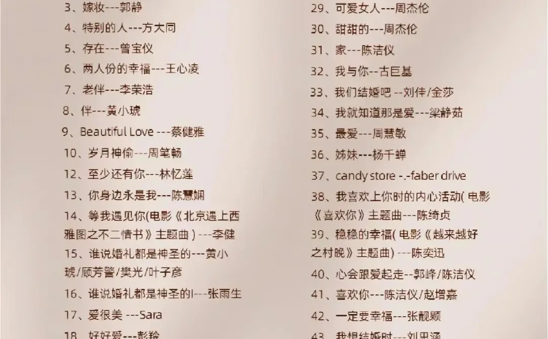 婚礼音乐清单| 让爱在旋律中升华