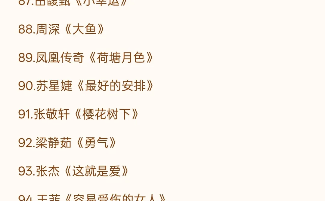 来ktv必点的99首——歌单汇总