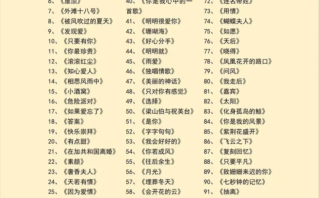 KTV男女经典对唱100首！码住！