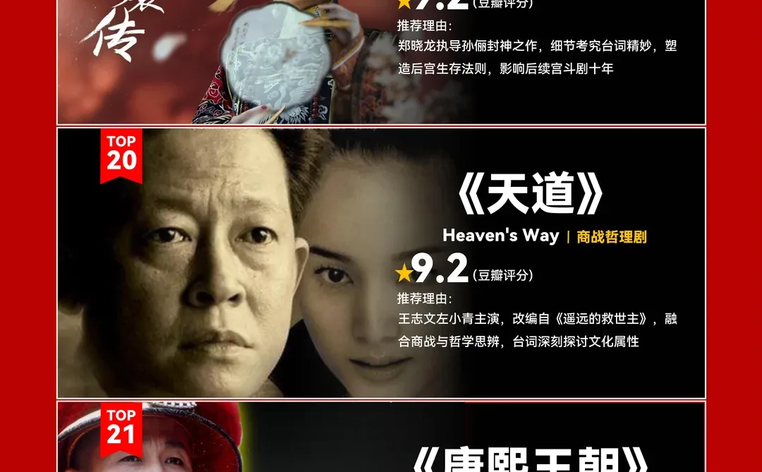 剧荒终结者！国产剧巅峰TOP21🏆此生必看