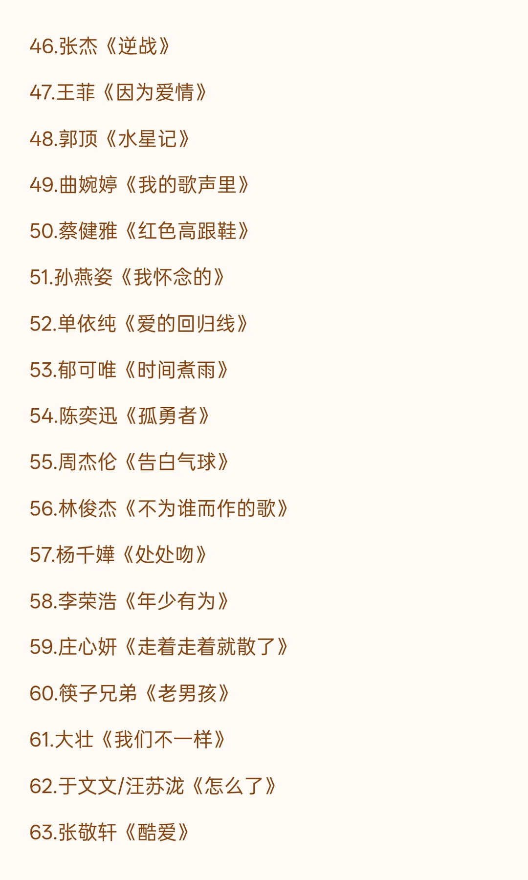 来ktv必点的99首——歌单汇总