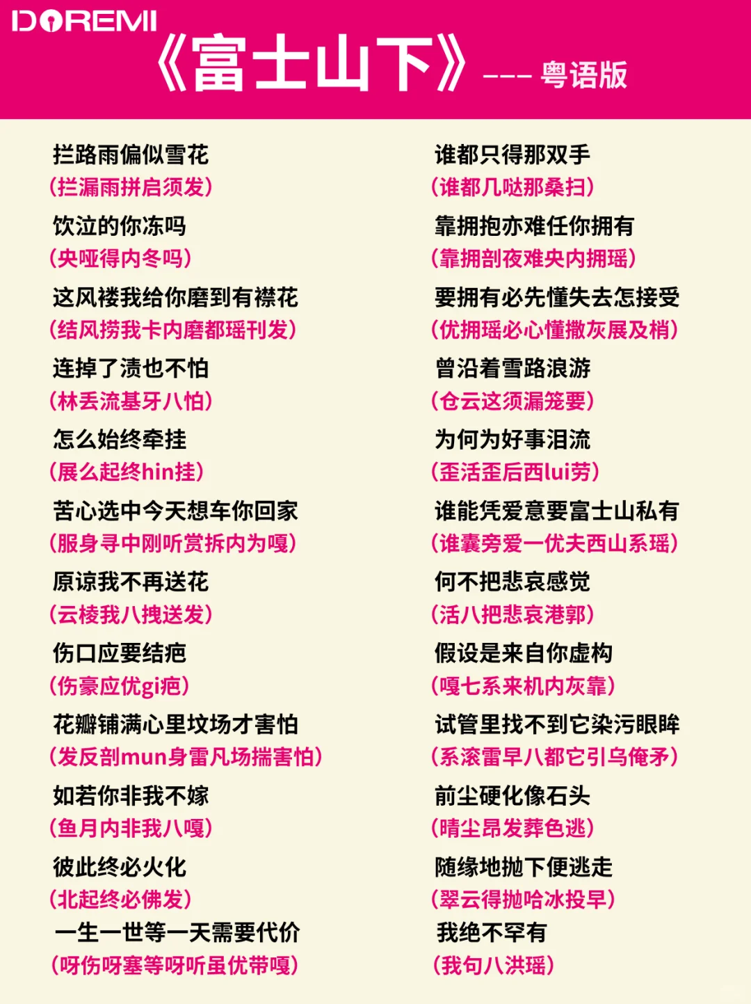 《富士山下》粤语谐音版！让粤语不再烫嘴！