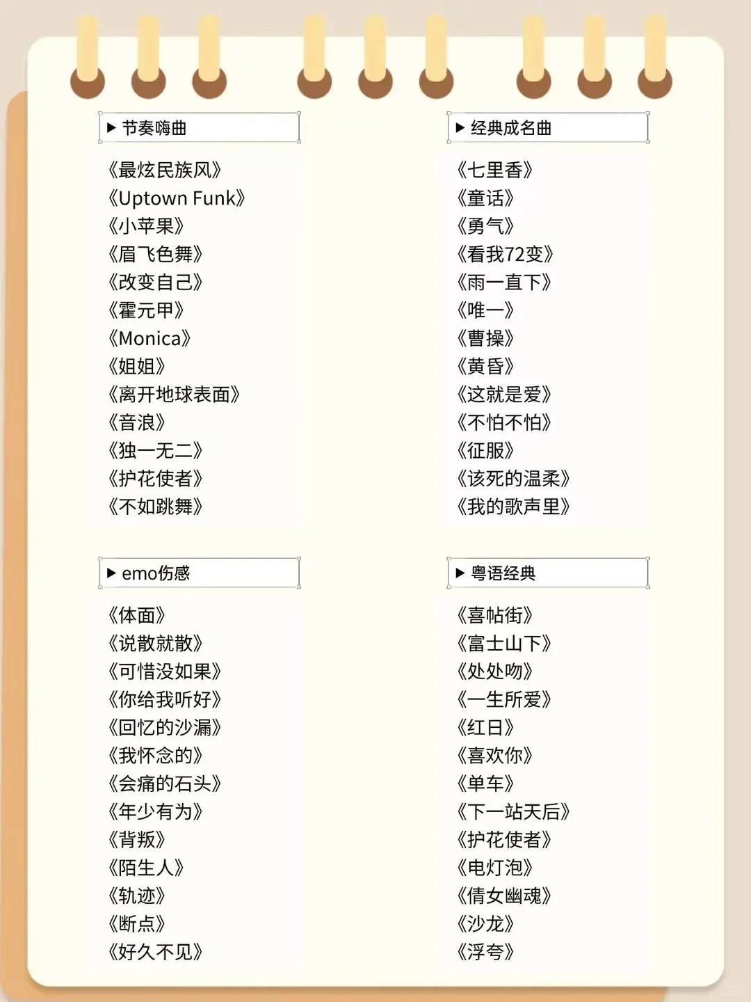 130首KTV必唱歌单~