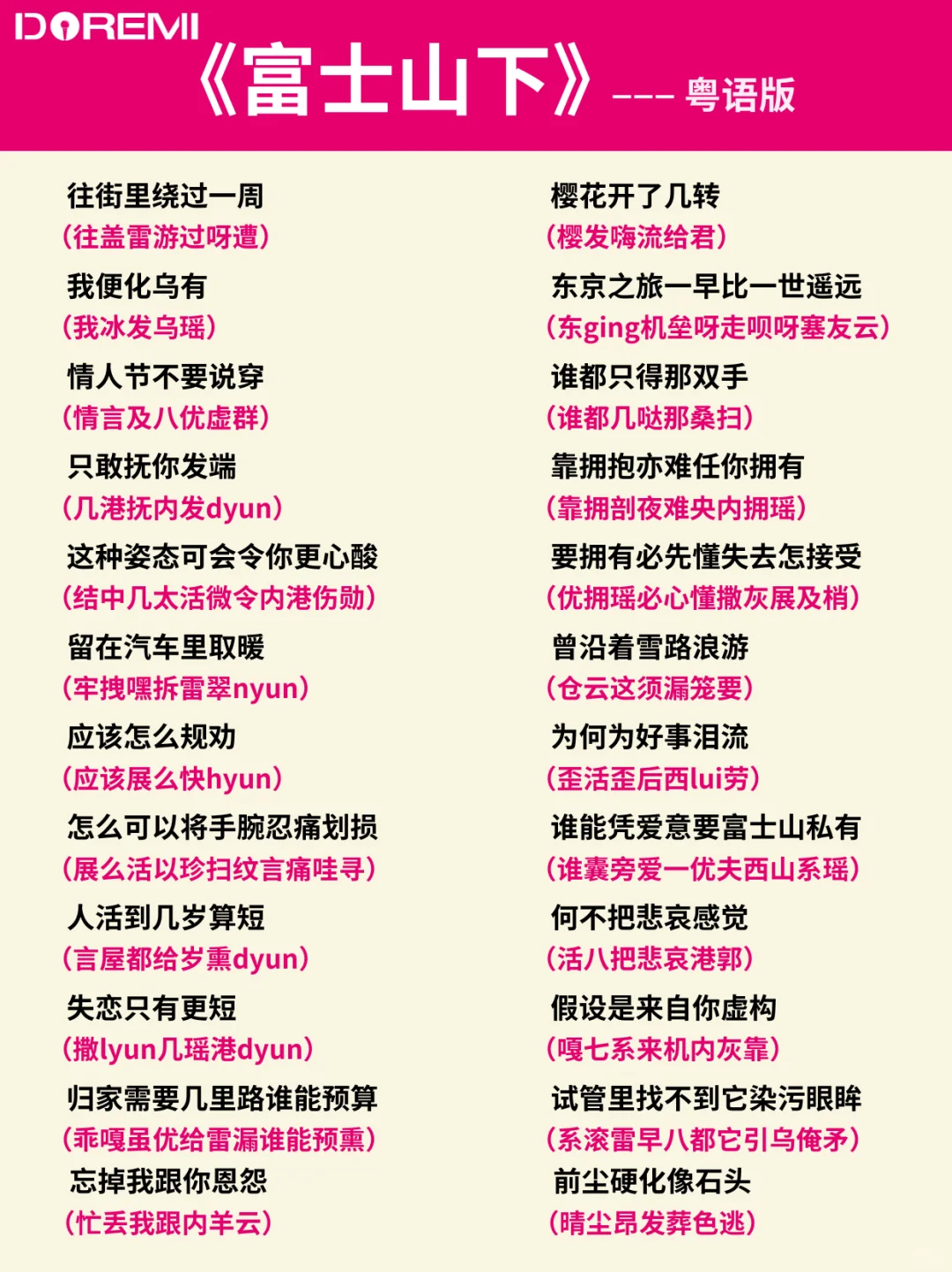 《富士山下》粤语谐音版！让粤语不再烫嘴！