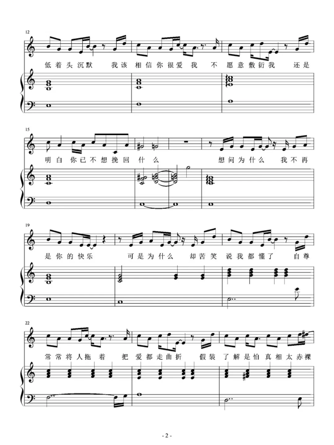 《我怀念的》孙燕姿简谱和五线谱