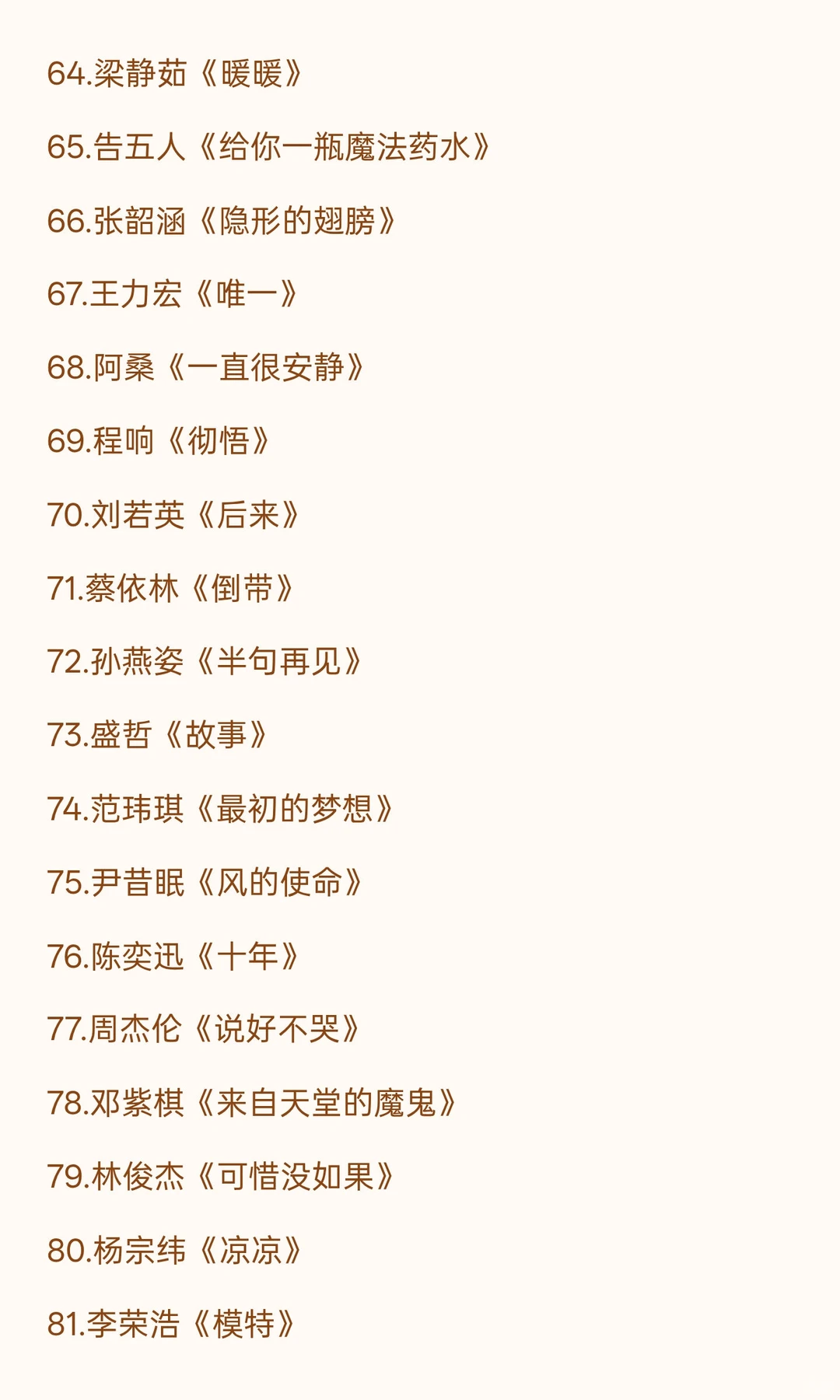 来ktv必点的99首——歌单汇总