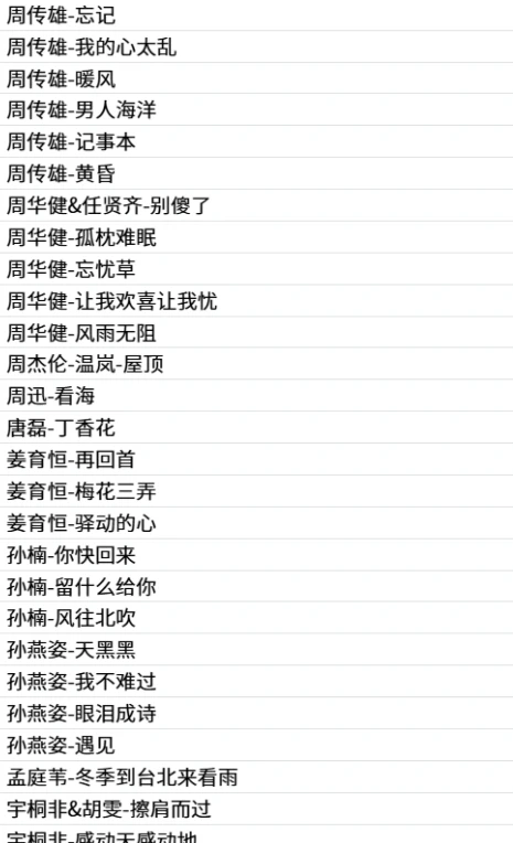 华语乐坛330首经典伤感情歌