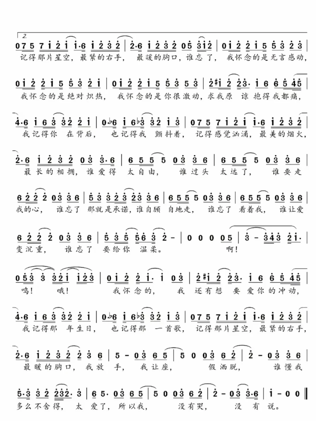 《我怀念的》孙燕姿简谱和五线谱