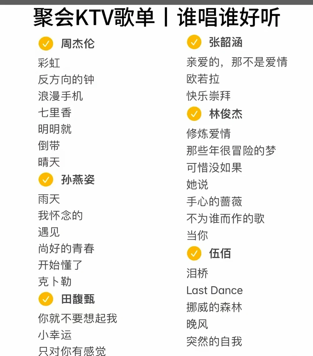 KTV必点歌单00后