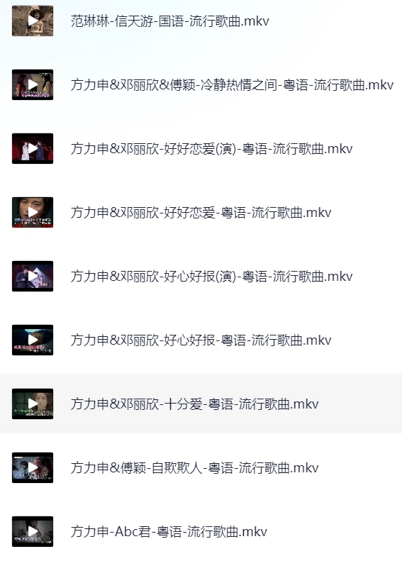 MTV精选歌曲,卡拉OK音轨