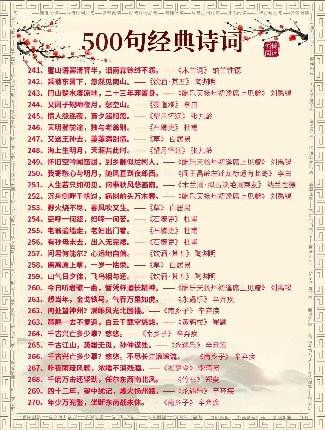 中国500句经典诗句你都认识吗?