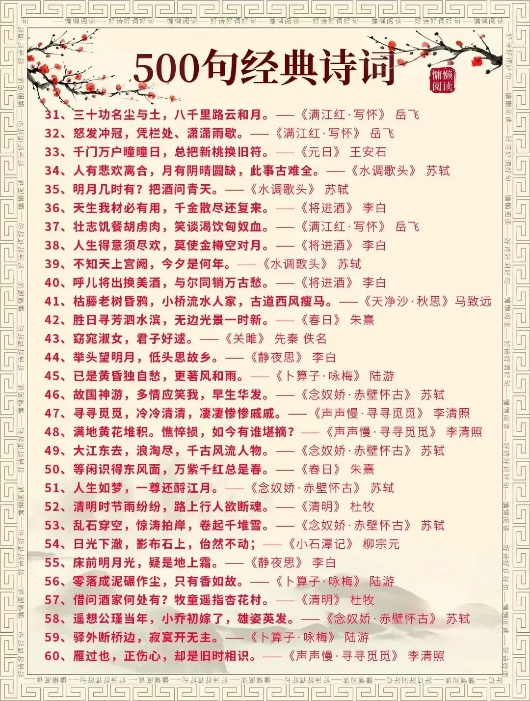 中国500句经典诗句你都认识吗?