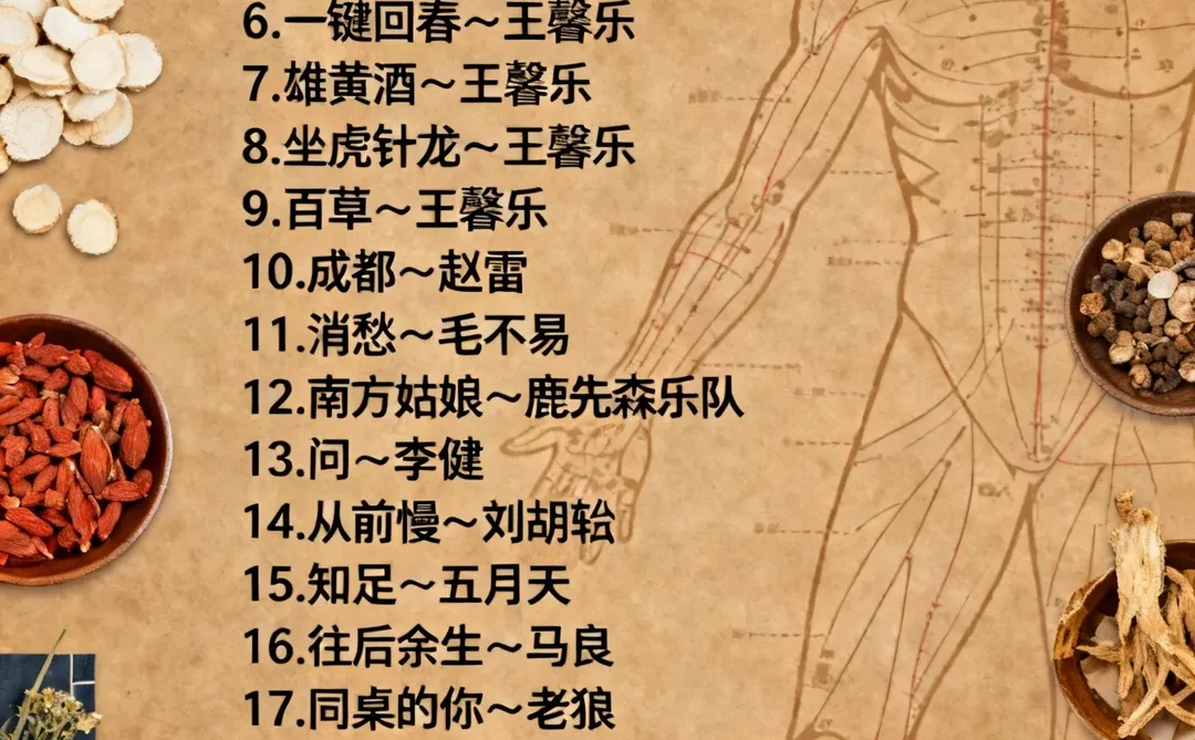 中文养生民谣摇滚古风52首歌单