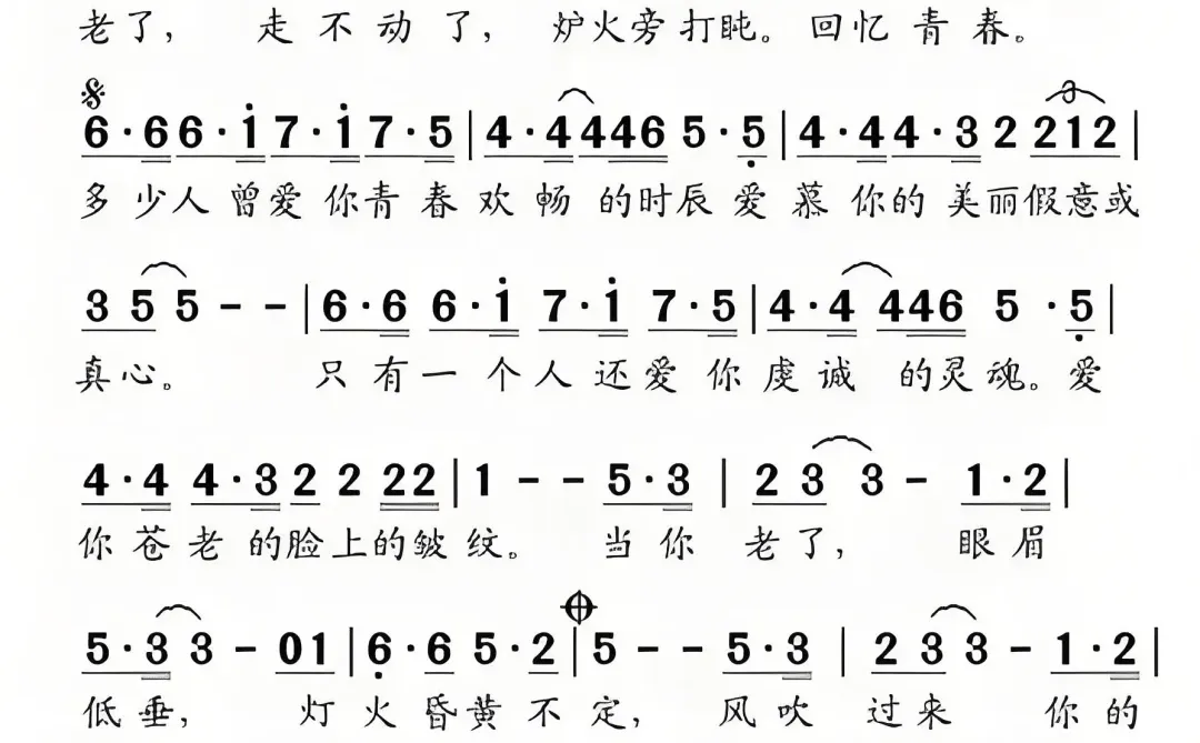 《当你老了》简谱#歌词