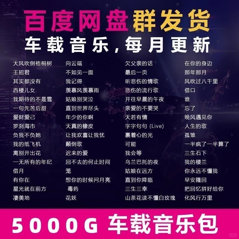 个人收藏5000G车载音乐包