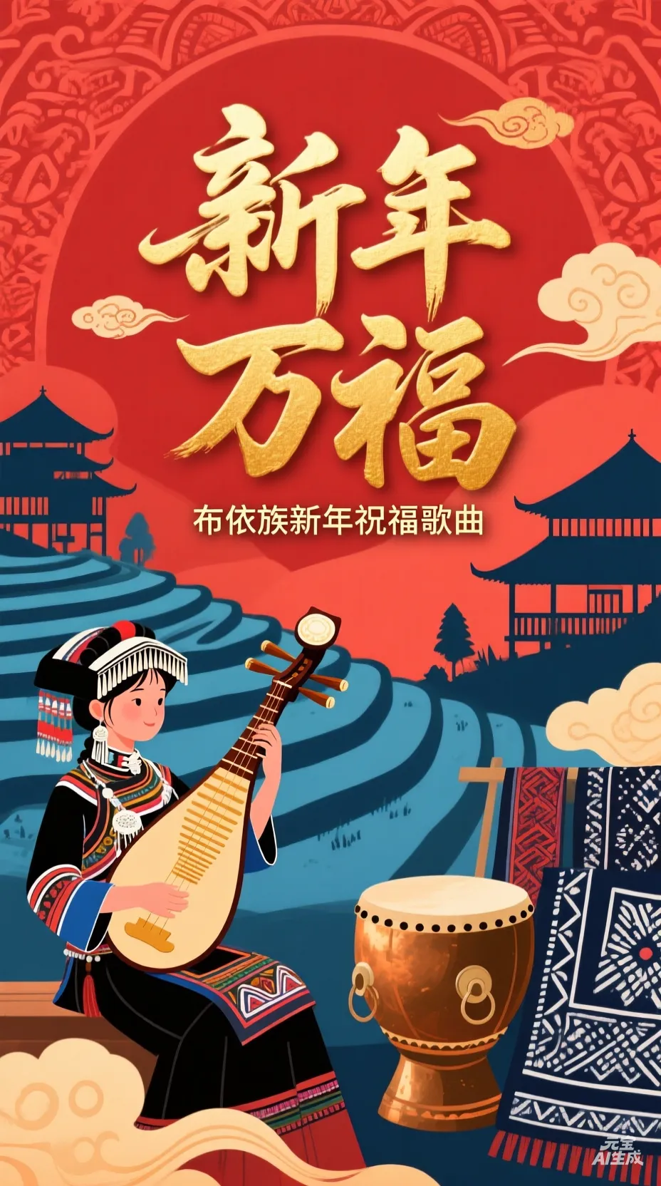 一首布依风格原创歌曲《新年万福》送给您!预祝大家新年新气象,幸福万年长!