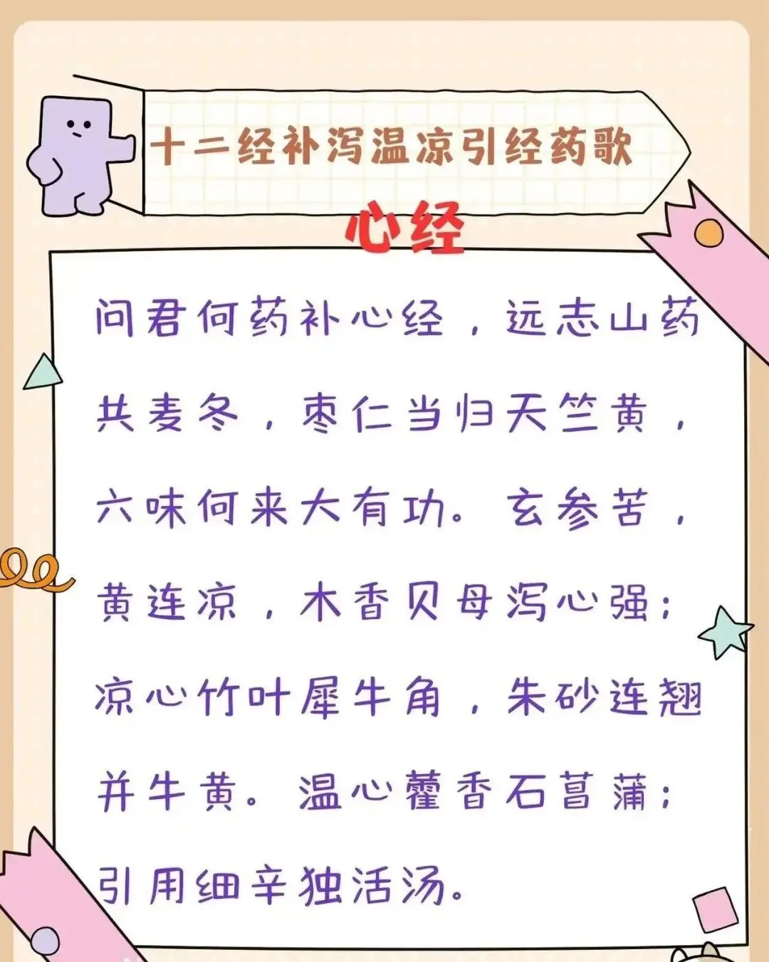 十二经补泻温凉引经药歌