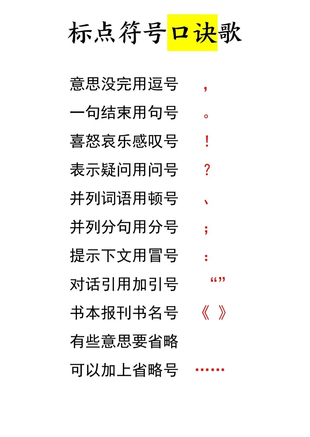 标点符号口诀歌,孩子熟记不扣分!