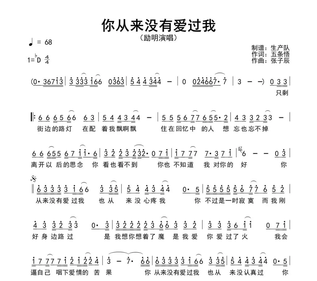 歌曲《你从来没有爱过我》歌词及赏析