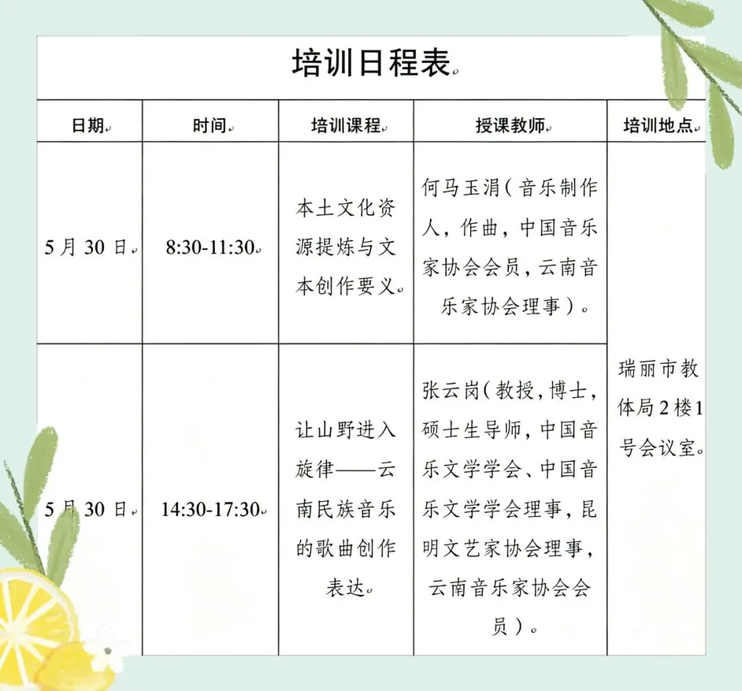 “唱响德宏”原创歌词歌曲创作培训班瑞丽分会场报名启动!