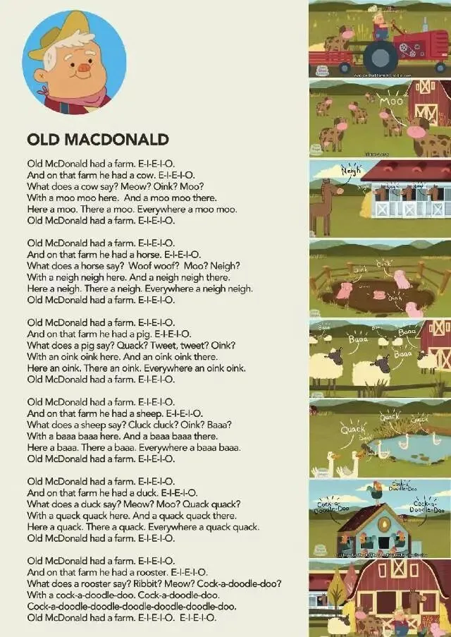 给小熊的英语歌曲OLD McDonald