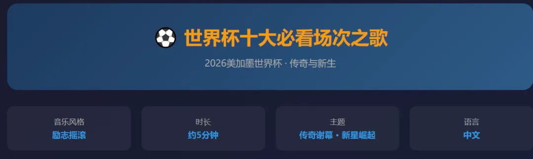 世界杯十大必看场次之歌——2026美加墨世界杯 · 传奇与新生