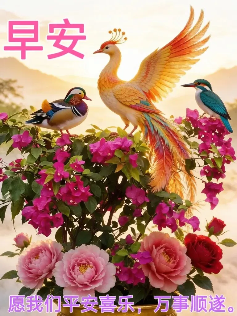 早安图片,请欣赏一首歌曲《花开人间舞翩翩》愿您岁岁安好!