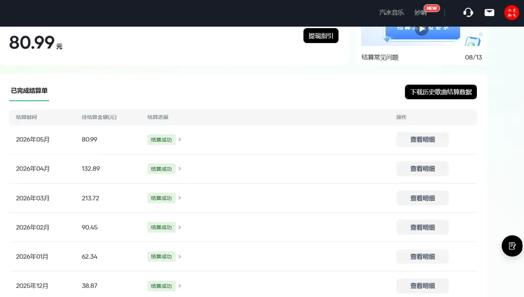 AI歌变现第7月:姗姗来迟的汽水收益!被月入4位数、5位数的惊呆了,来瞧瞧吧