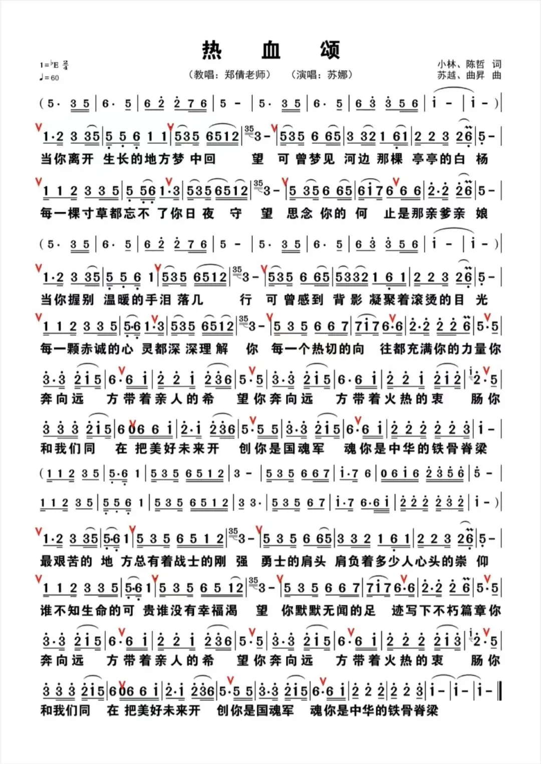 老歌新唱《热血颂》歌谱