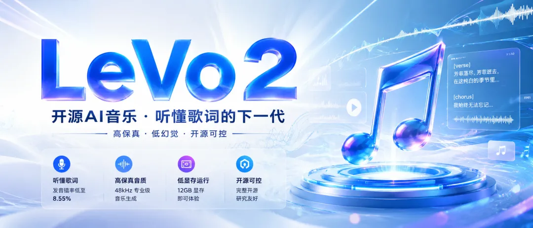 腾讯&清华&武大联合开源4BAI歌曲生成基础模型:把AI写歌PER干到 8.55%,4分30 秒全长跑12G显卡