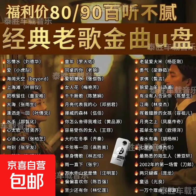经典老歌曲车载u盘音乐8090后怀旧金曲原声原唱无损高音质mp3优盘 精选全集【2500首】推荐...