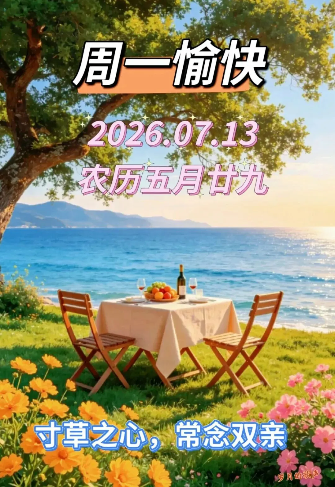 农历五月廿九,星期一,这首老歌《心太软》送给你:祝愿您生活充满阳光,身康体健乐无忧,家庭幸福长长久久,一生顺遂安康