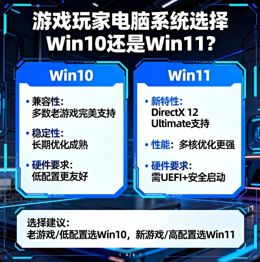游戏玩家电脑系统选择Win10还是Win11?