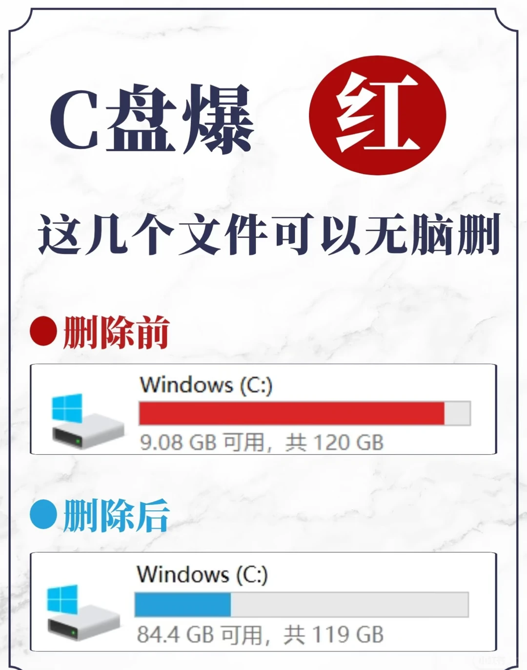电脑C盘爆满卡顿如何拯救！