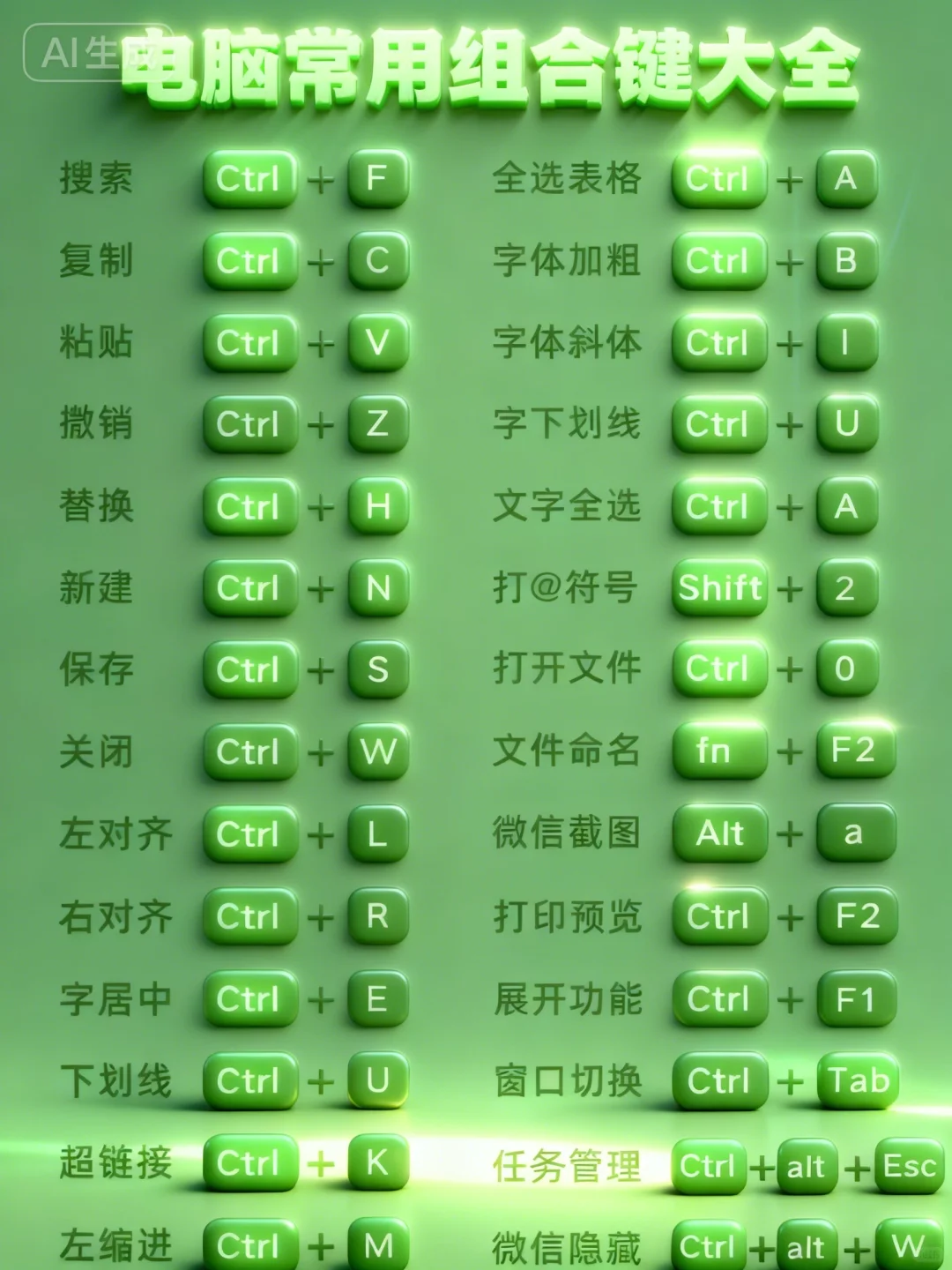 Excel快捷键大全