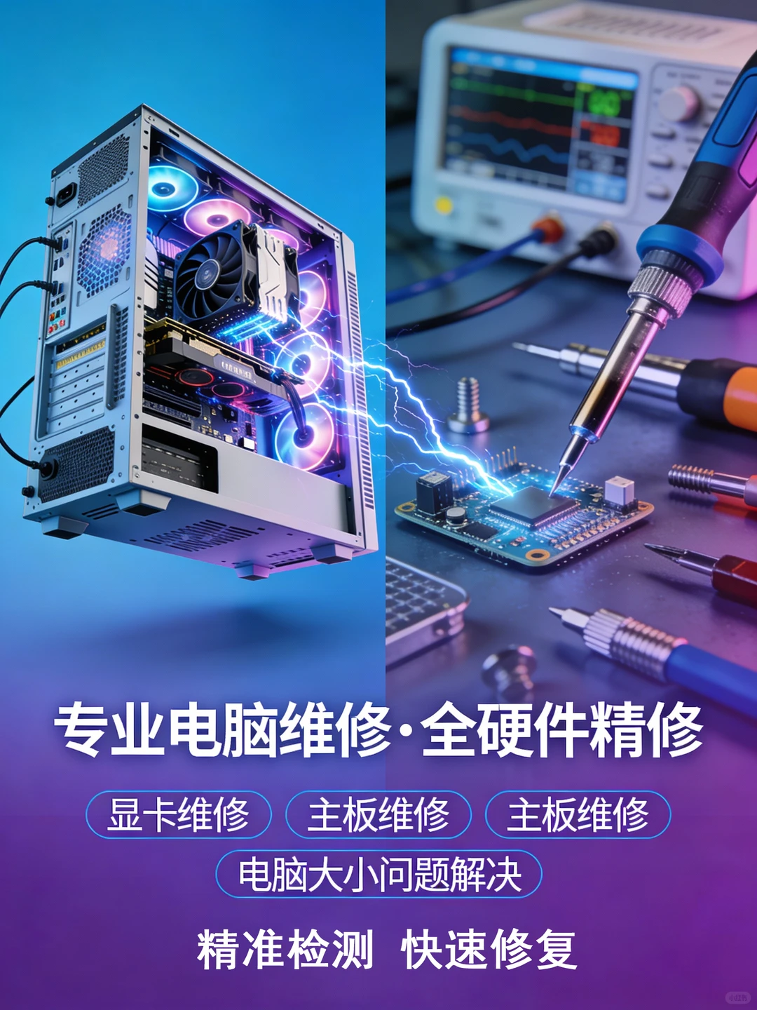 专业电脑维修，全硬件精修！！