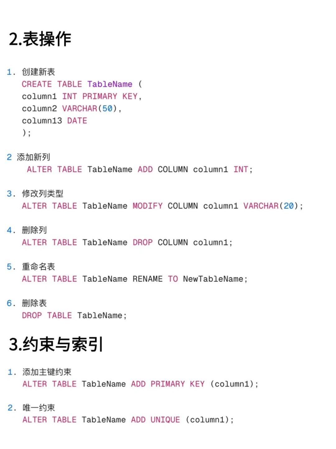 100条常用的SQL语句大全，赶快码住！！