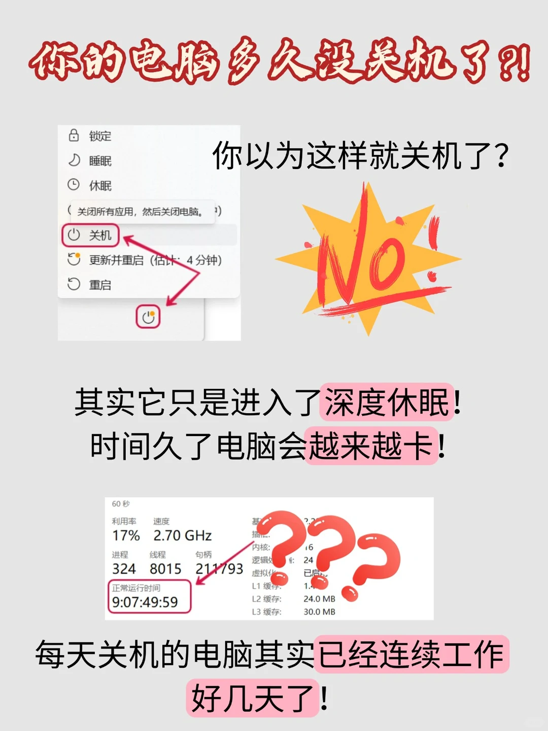电脑正确关机姿势!给电脑一个温柔的晚安~